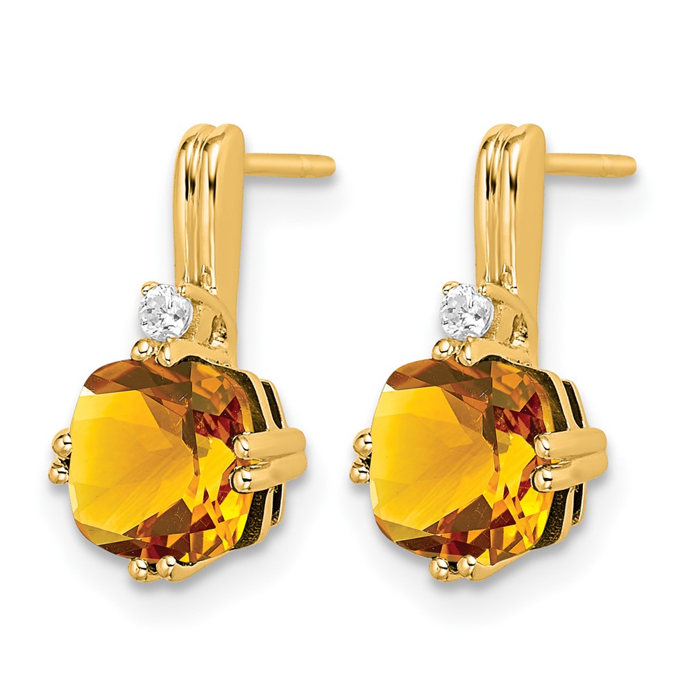 10k Cushion Citrine and Diamond Earrings (EM7083-CI-004-1YA)