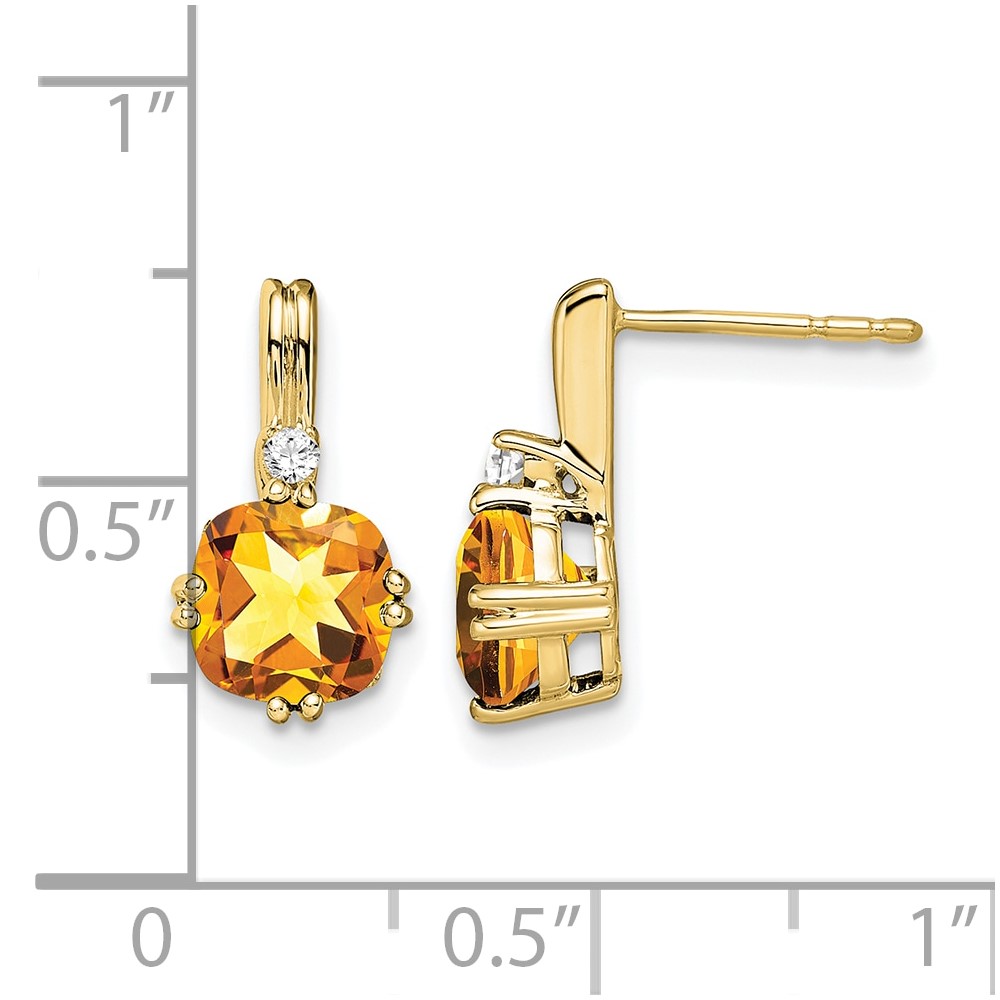 10k Cushion Citrine and Diamond Earrings (EM7083-CI-004-1YA)