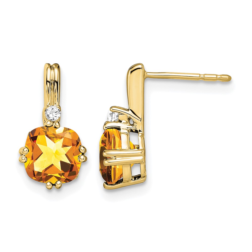 10k Cushion Citrine and Diamond Earrings (EM7083-CI-004-1YA)