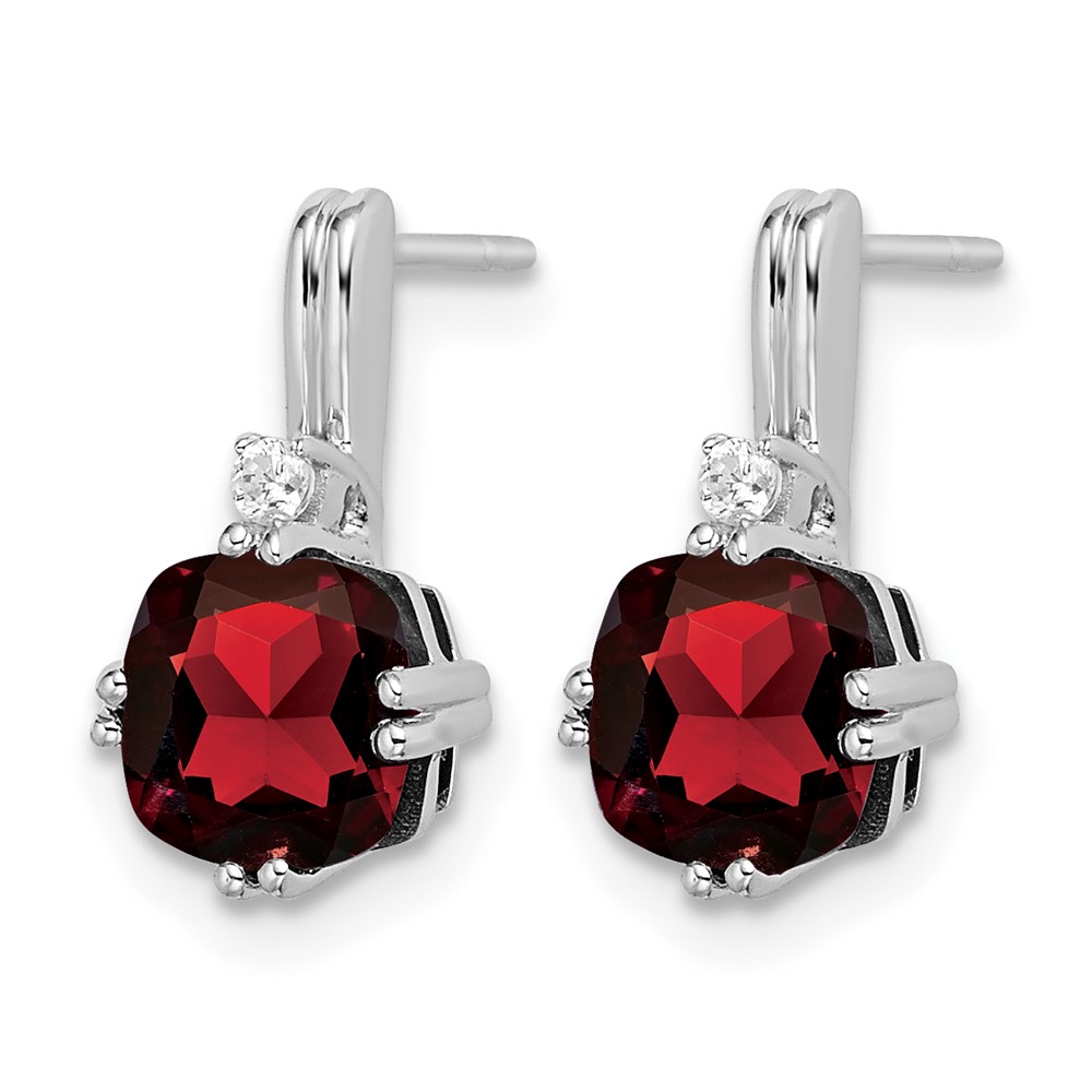 10k White Gold Cushion Garnet and Diamond Earrings (EM7083-GA-004-1WA)