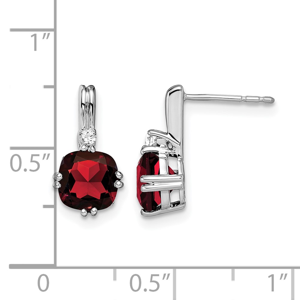 10k White Gold Cushion Garnet and Diamond Earrings (EM7083-GA-004-1WA)