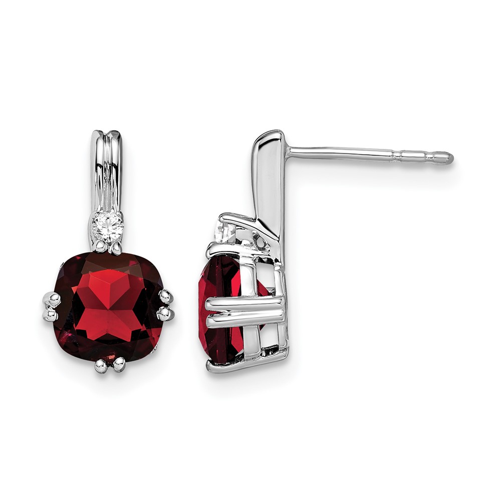 10k White Gold Cushion Garnet and Diamond Earrings (EM7083-GA-004-1WA)