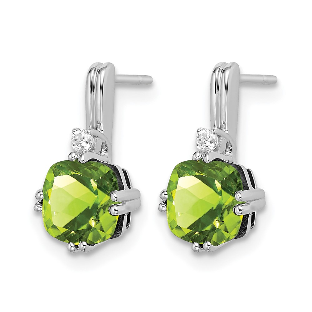 14k White Gold Cushion Peridot and Diamond Earrings (EM7083-PE-004-WA)