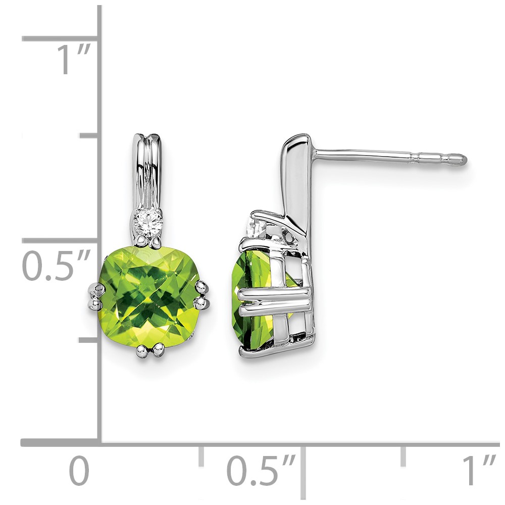 14k White Gold Cushion Peridot and Diamond Earrings (EM7083-PE-004-WA)