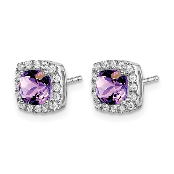 Cushion Gemstone and Diamond Halo Earrings                  