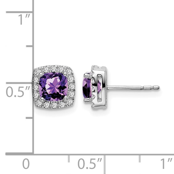 Cushion Gemstone and Diamond Halo Earrings                  