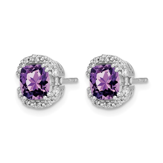 Cushion Gemstone and Diamond Halo Earrings                  