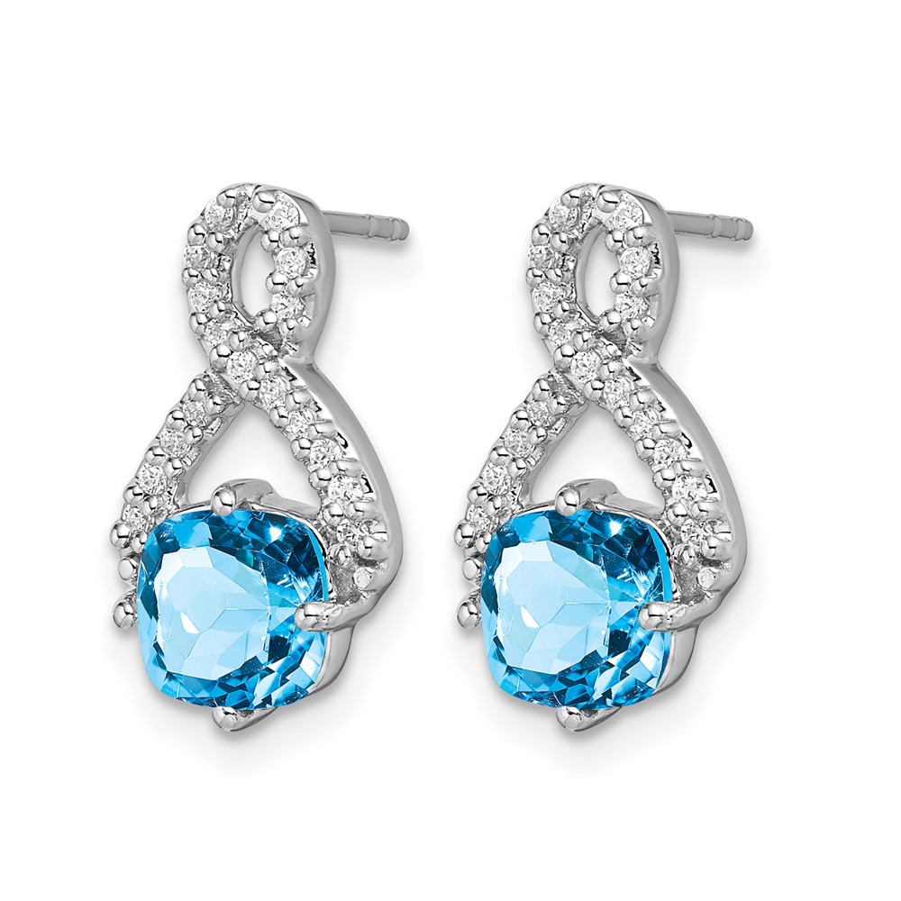 14k White Gold Blue Topaz and Diamond Earrings (EM7089-BT-017-WA)