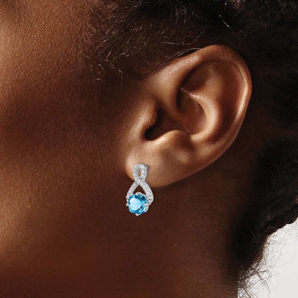 14k White Gold Blue Topaz and Diamond Earrings (EM7089-BT-017-WA)