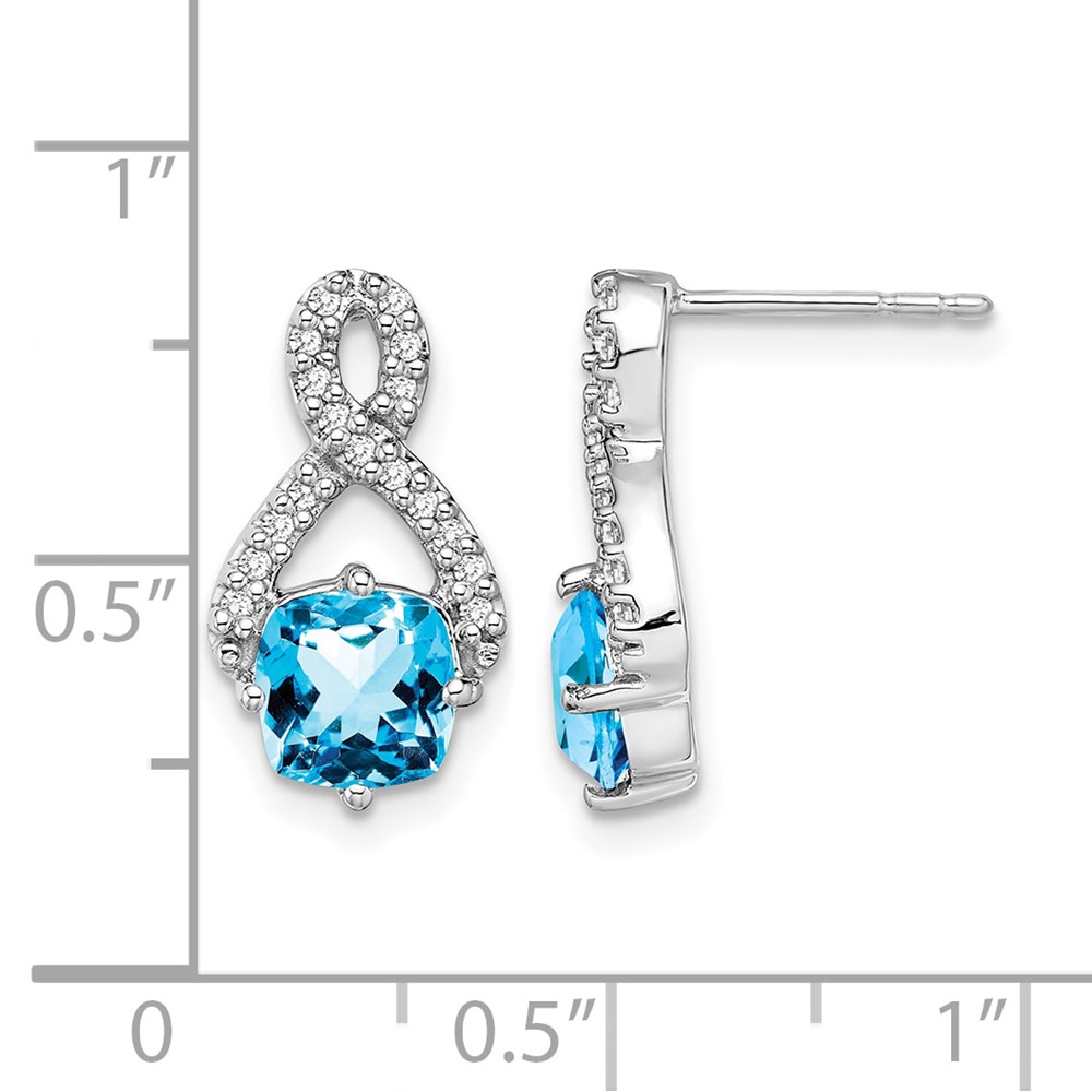 14k White Gold Blue Topaz and Diamond Earrings (EM7089-BT-017-WA)