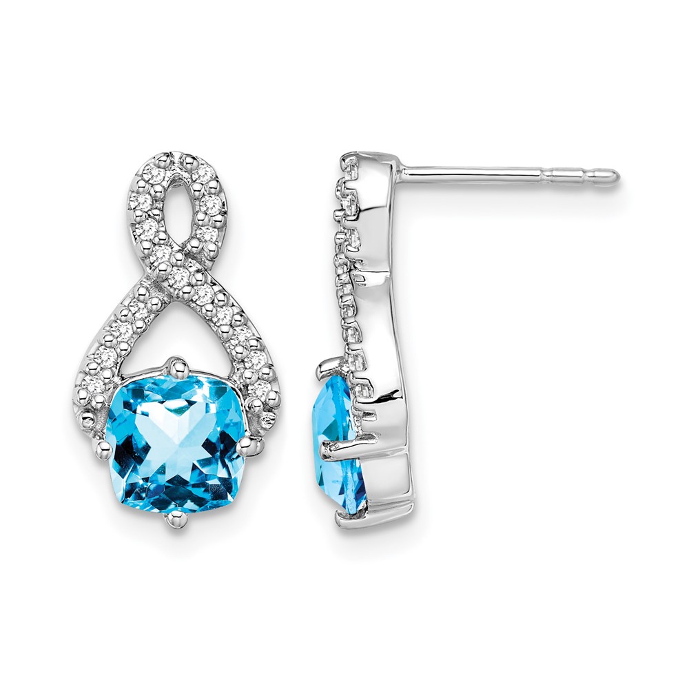 14k White Gold Blue Topaz and Diamond Earrings (EM7089-BT-017-WA)