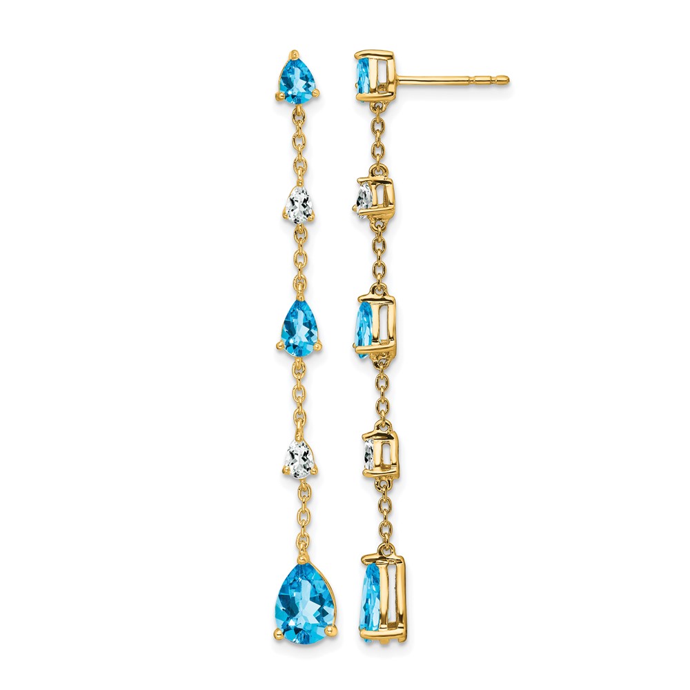 14k Blue Topaz and White Topaz Dangle Earrings (EM7090-BT-YA)