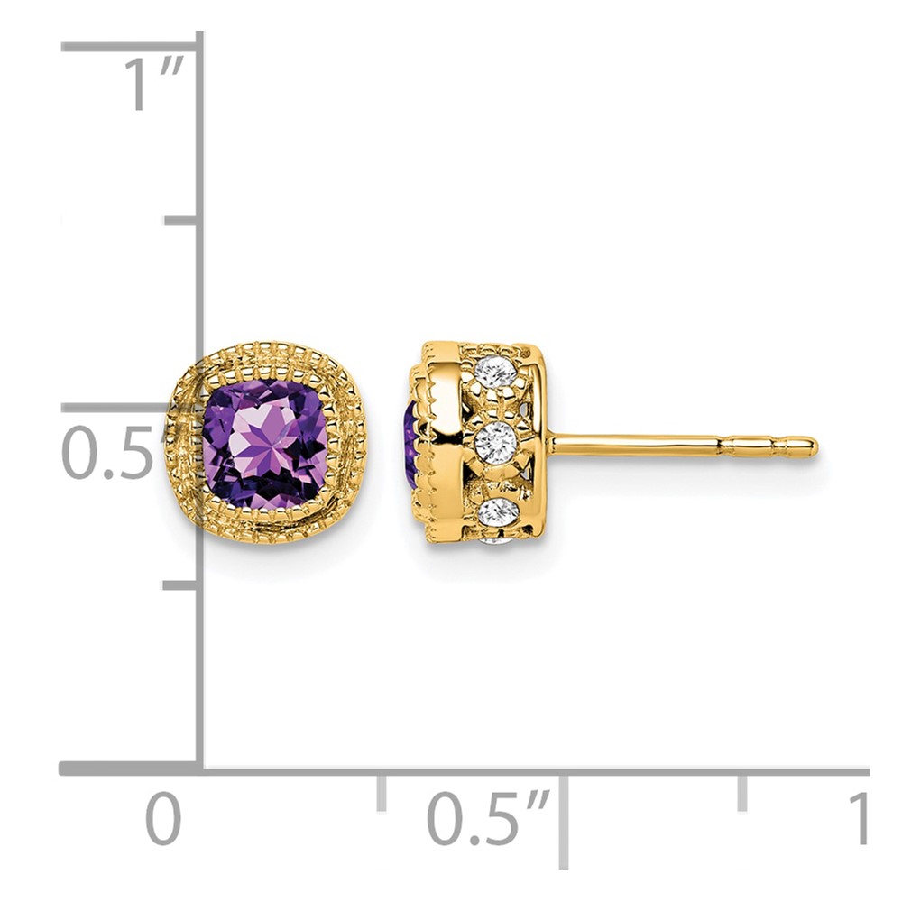 14k Cushion Amethyst and Diamond Earrings (EM7092-AM-019-YA)