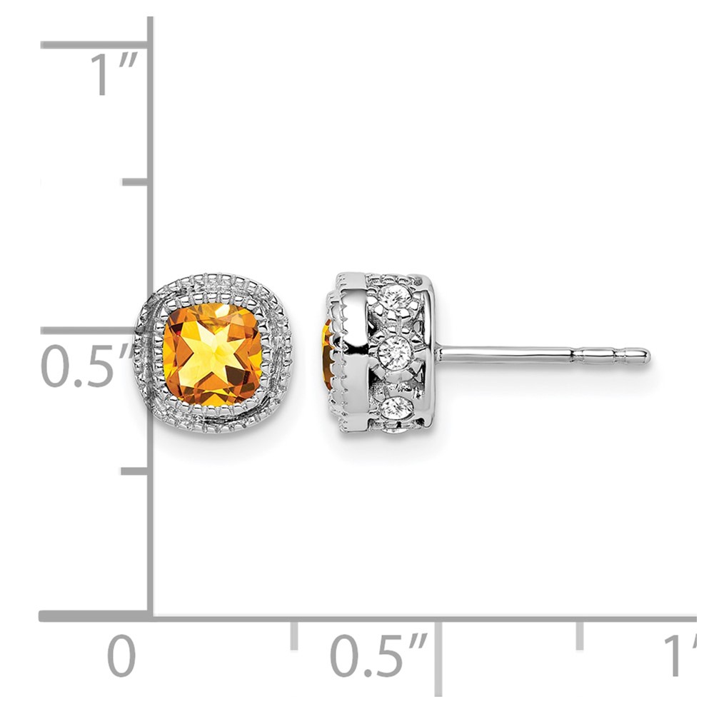 10k White Gold Cushion Citrine and Diamond Earrings (EM7092-CI-019-1WA)