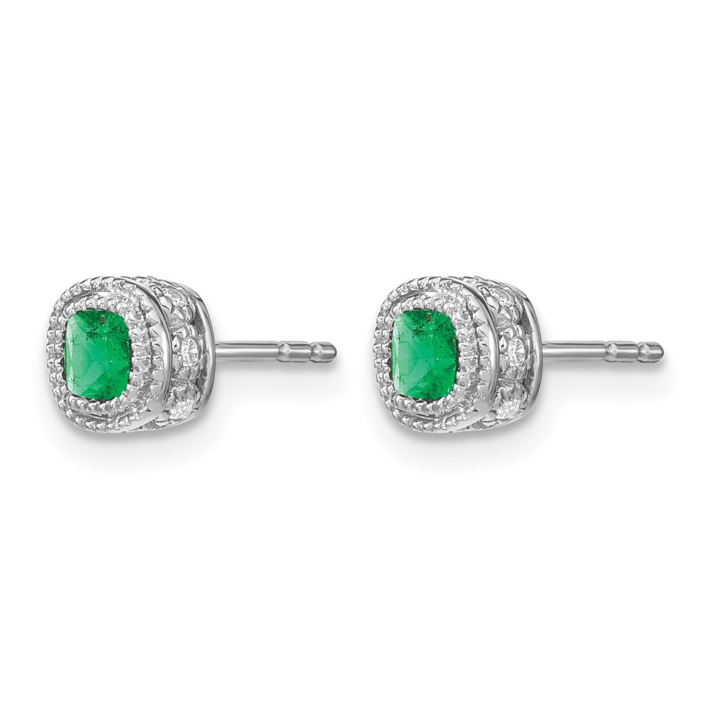 10k White Gold Emerald and Diamond Earrings (EM7092-EM-010-1WA)