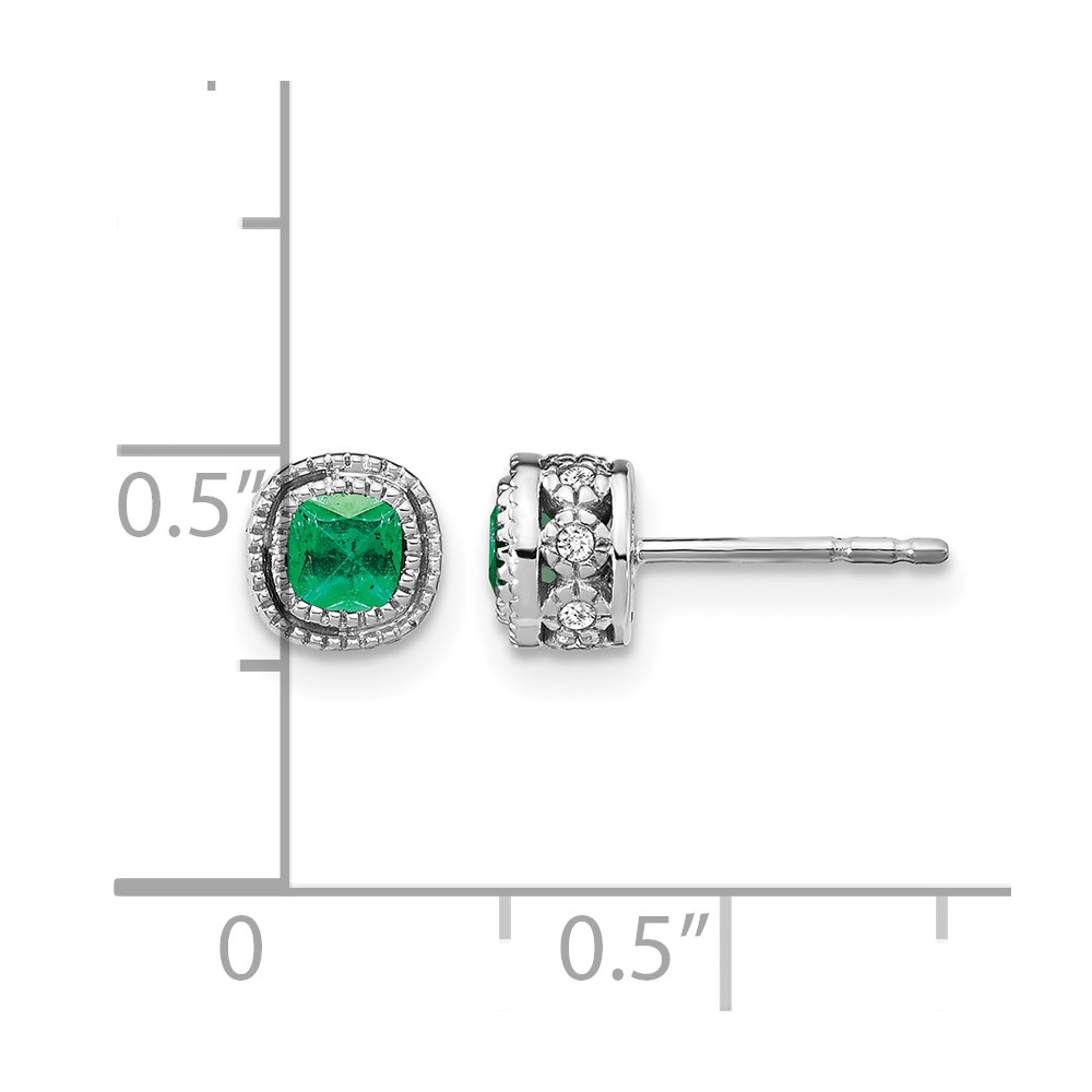 10k White Gold Emerald and Diamond Earrings (EM7092-EM-010-1WA)