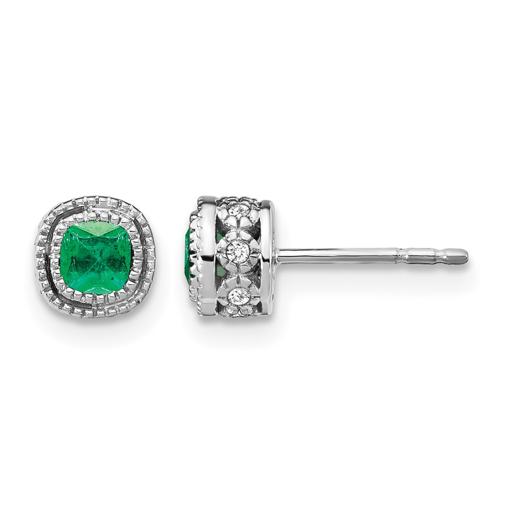 10k White Gold Emerald and Diamond Earrings (EM7092-EM-010-1WA)