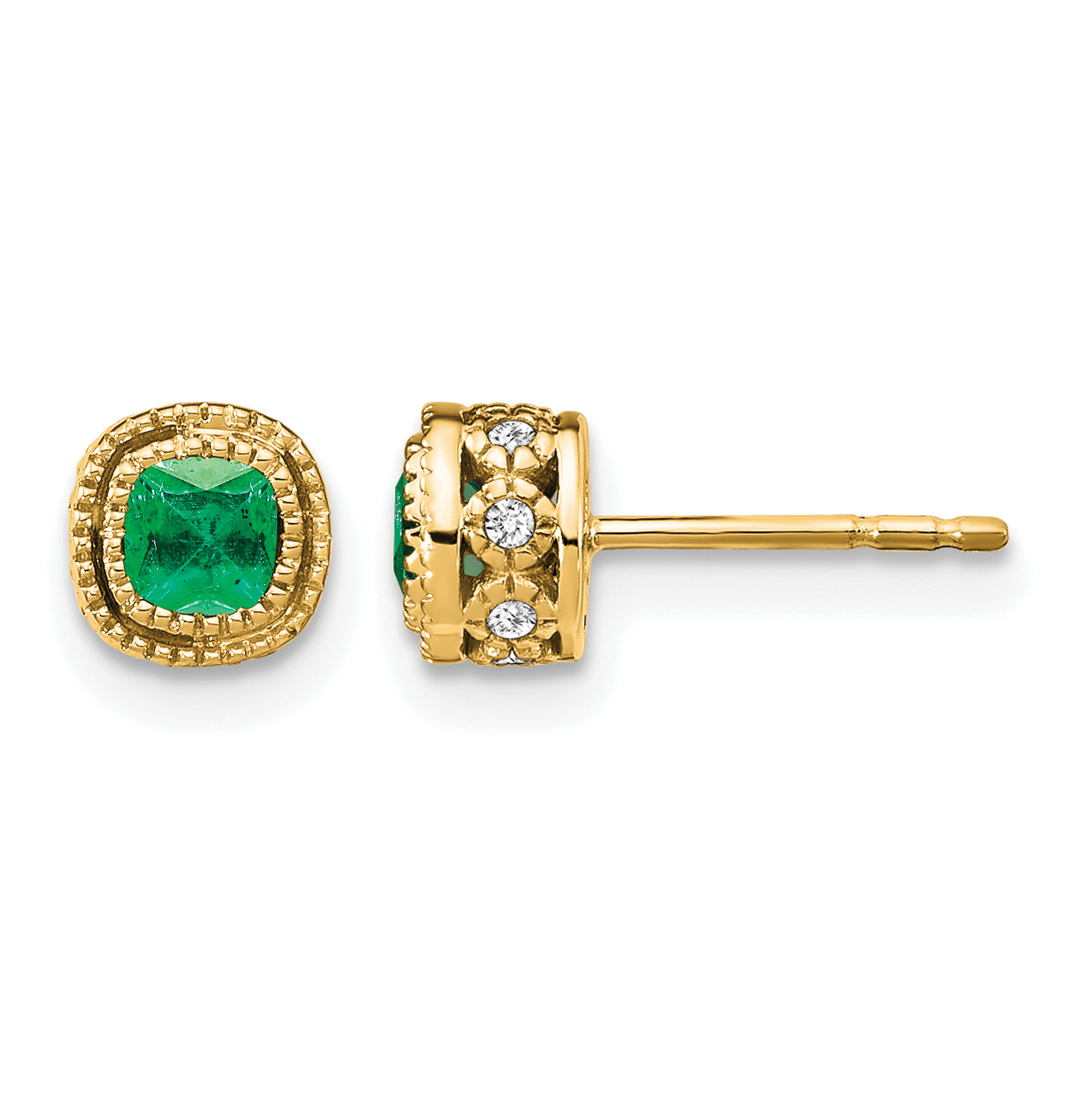 14k Emerald and Diamond Earrings (EM7092-EM-010-YA)