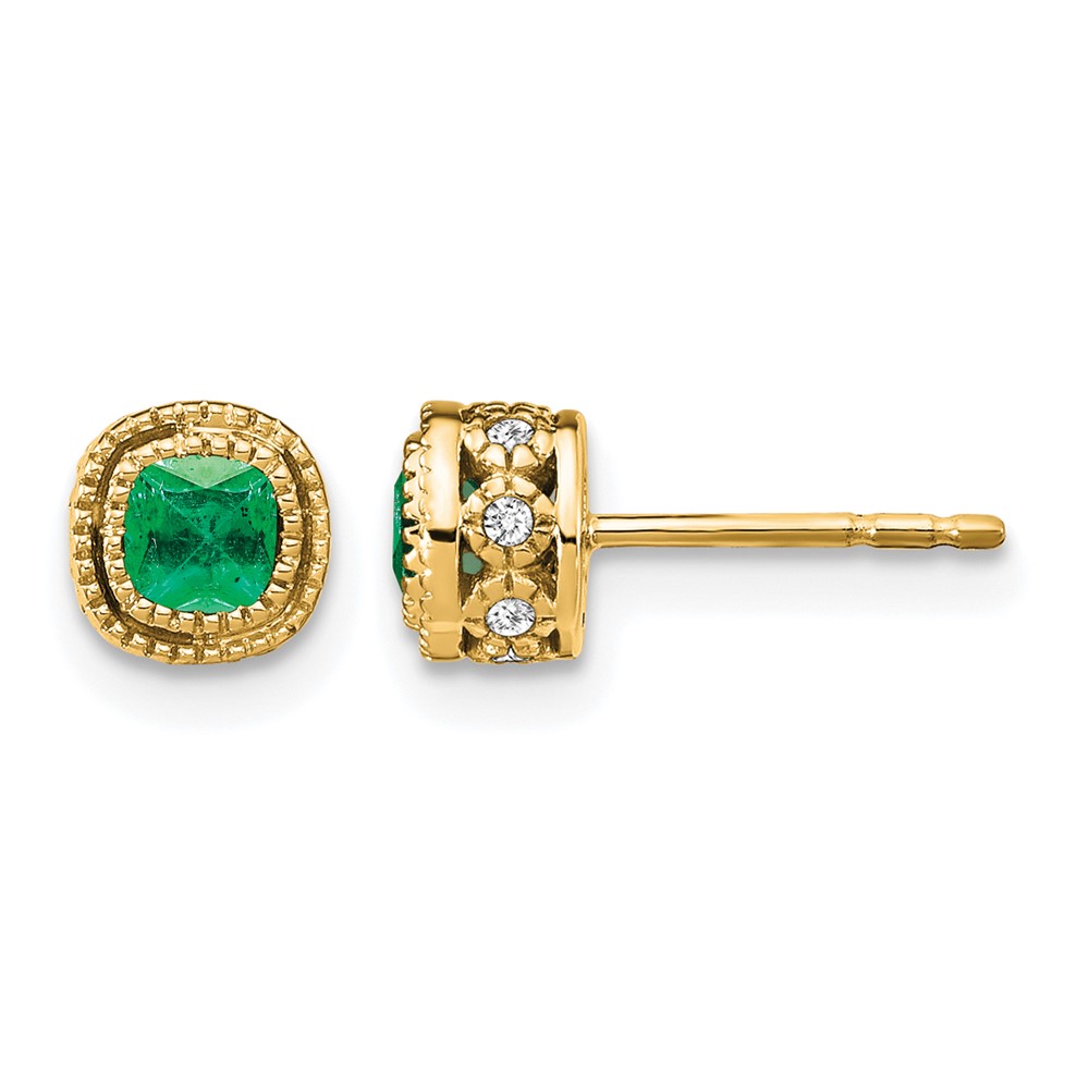 14k Emerald and Diamond Earrings (EM7092-EM-010-YA)