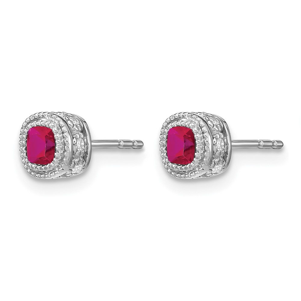 10k White Gold Cushion Ruby and Diamond Earrings (EM7092-RU-010-1WA)