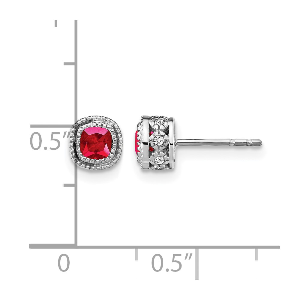 10k White Gold Cushion Ruby and Diamond Earrings (EM7092-RU-010-1WA)