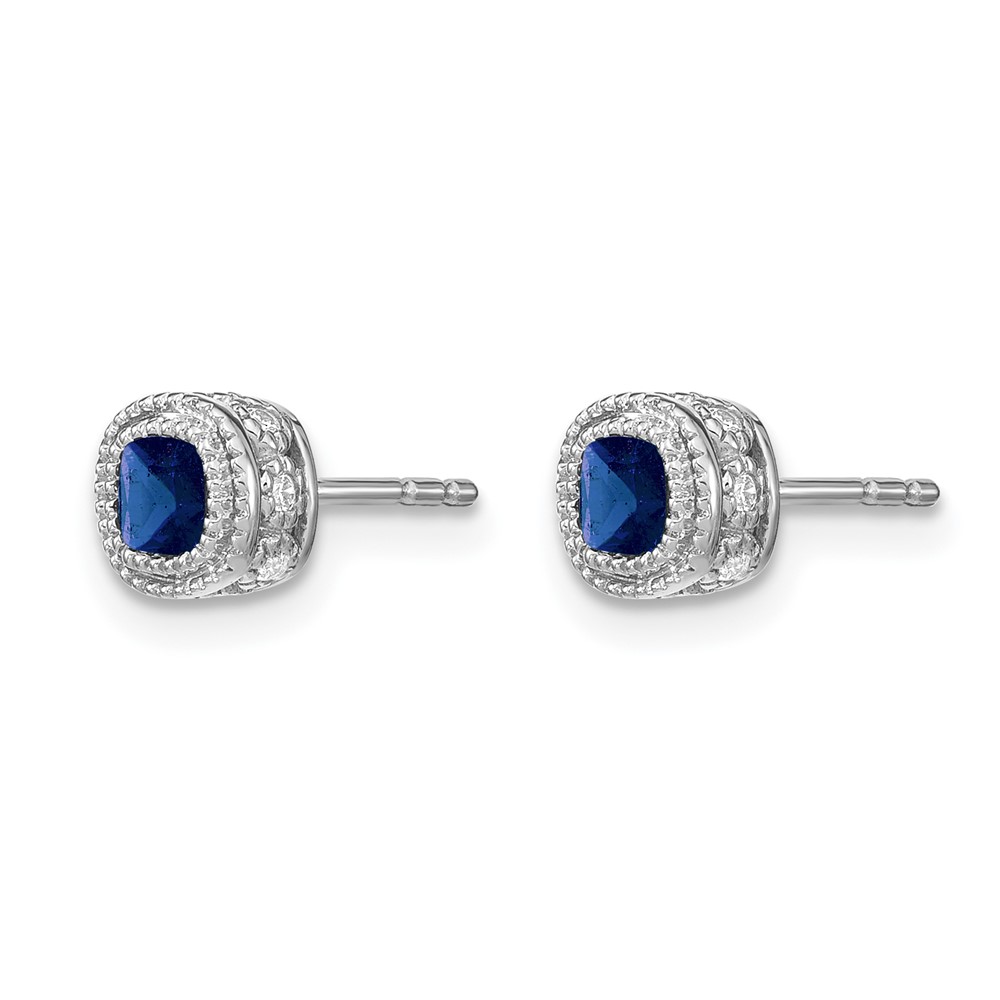 10k White Gold Cushion Sapphire and Diamond Earrings (EM7092-SA-010-1WA)