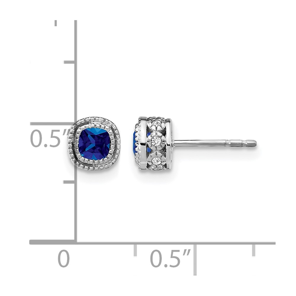 10k White Gold Cushion Sapphire and Diamond Earrings (EM7092-SA-010-1WA)