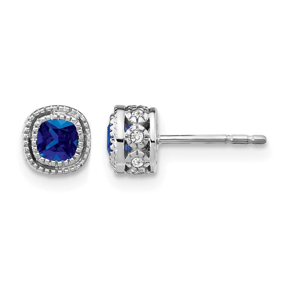 10k White Gold Cushion Sapphire and Diamond Earrings (EM7092-SA-010-1WA)
