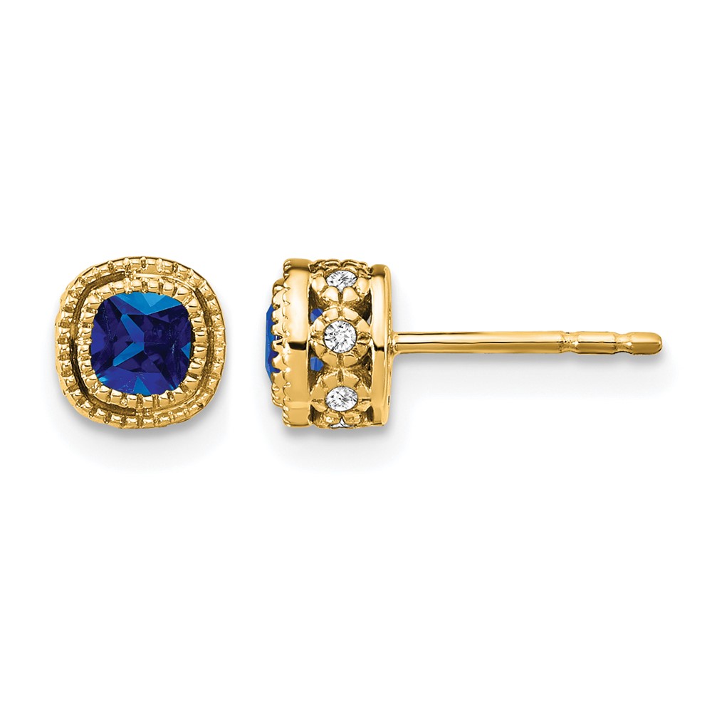 10k Cushion Sapphire and Diamond Earrings (EM7092-SA-010-1YA)
