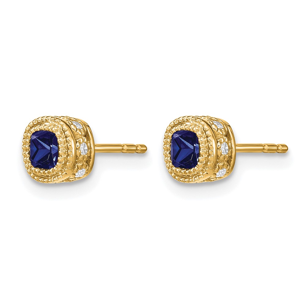 14k Cushion Sapphire and Diamond Earrings (EM7092-SA-010-YA)