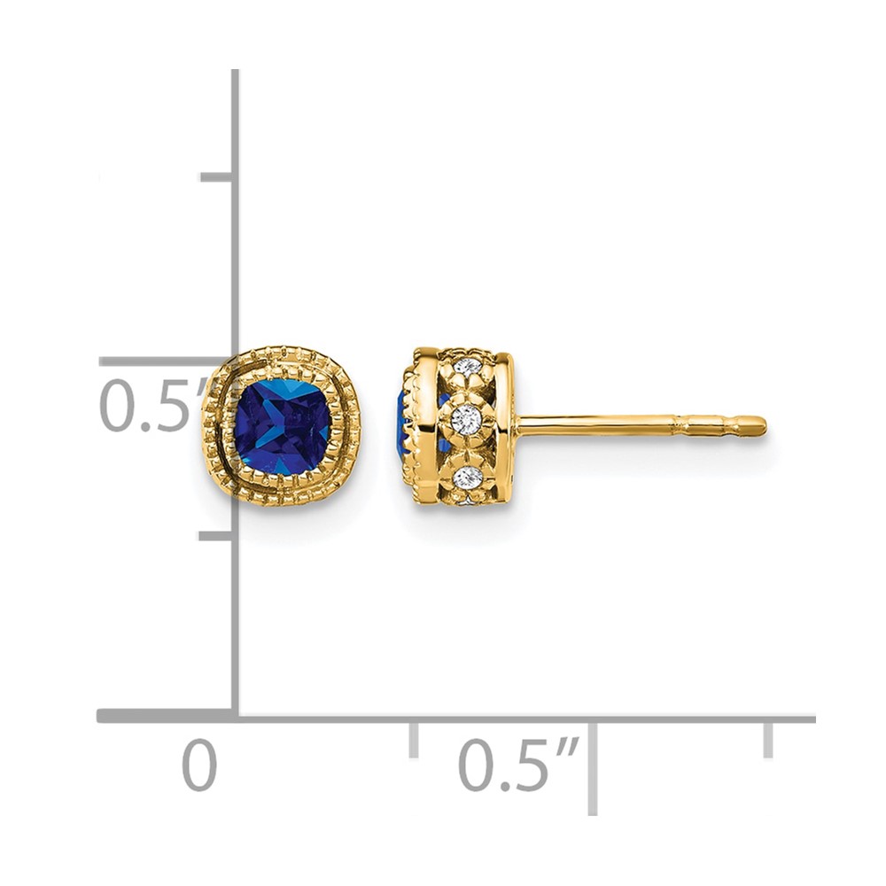 14k Cushion Sapphire and Diamond Earrings (EM7092-SA-010-YA)