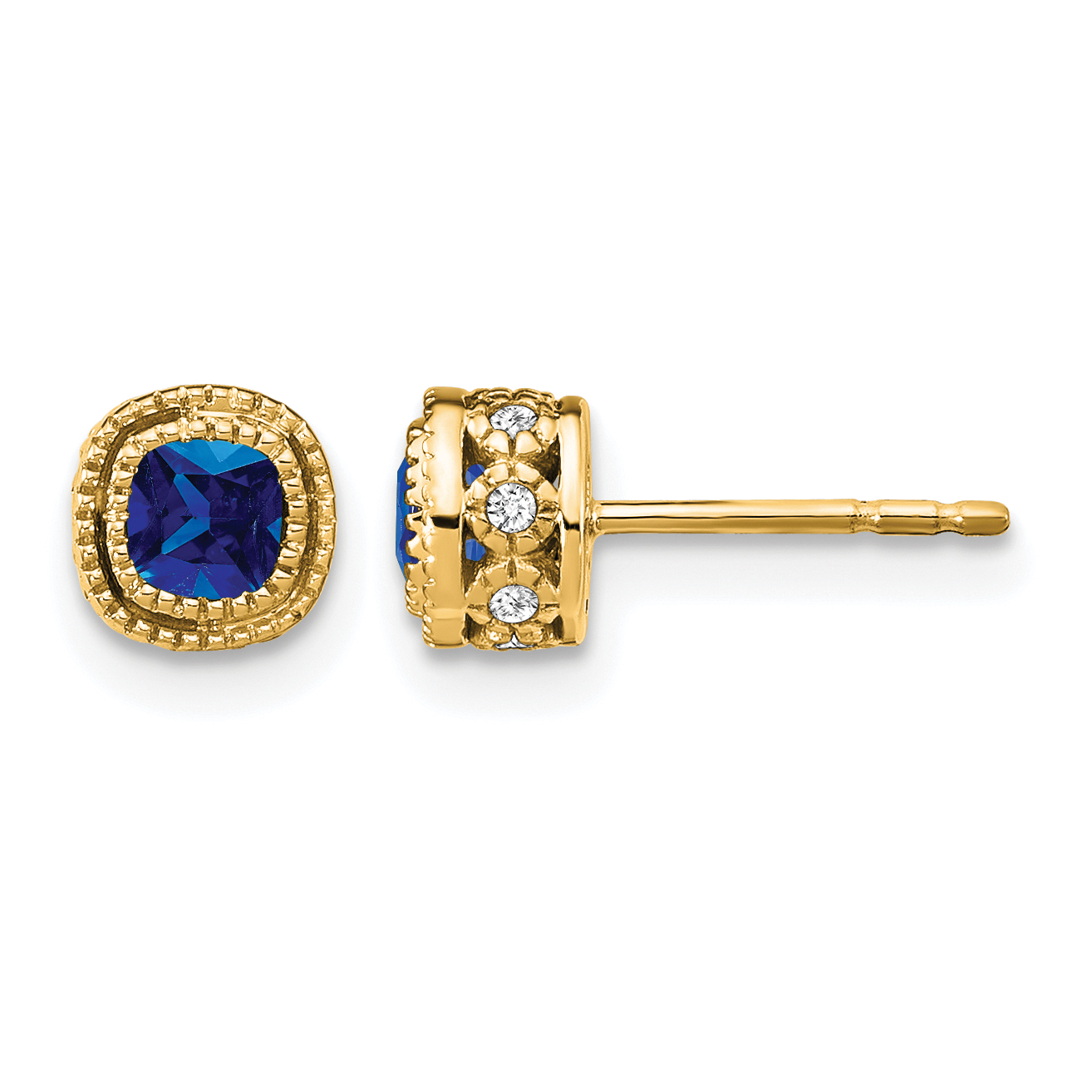 14k Cushion Sapphire and Diamond Earrings (EM7092-SA-010-YA)