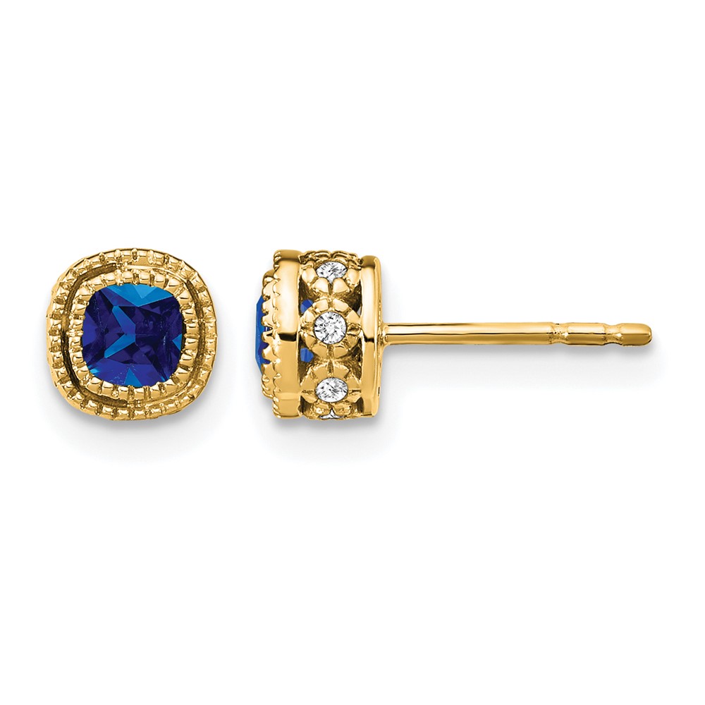 14k Cushion Sapphire and Diamond Earrings (EM7092-SA-010-YA)