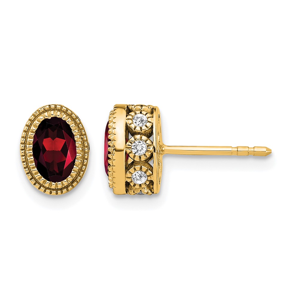 14k Oval Garnet and Diamond Earrings (EM7093-GA-019-YA)