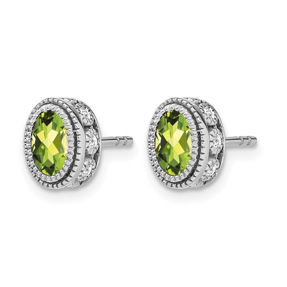 14k White Gold Oval Peridot and Diamond Earrings (EM7093-PE-019-WA)