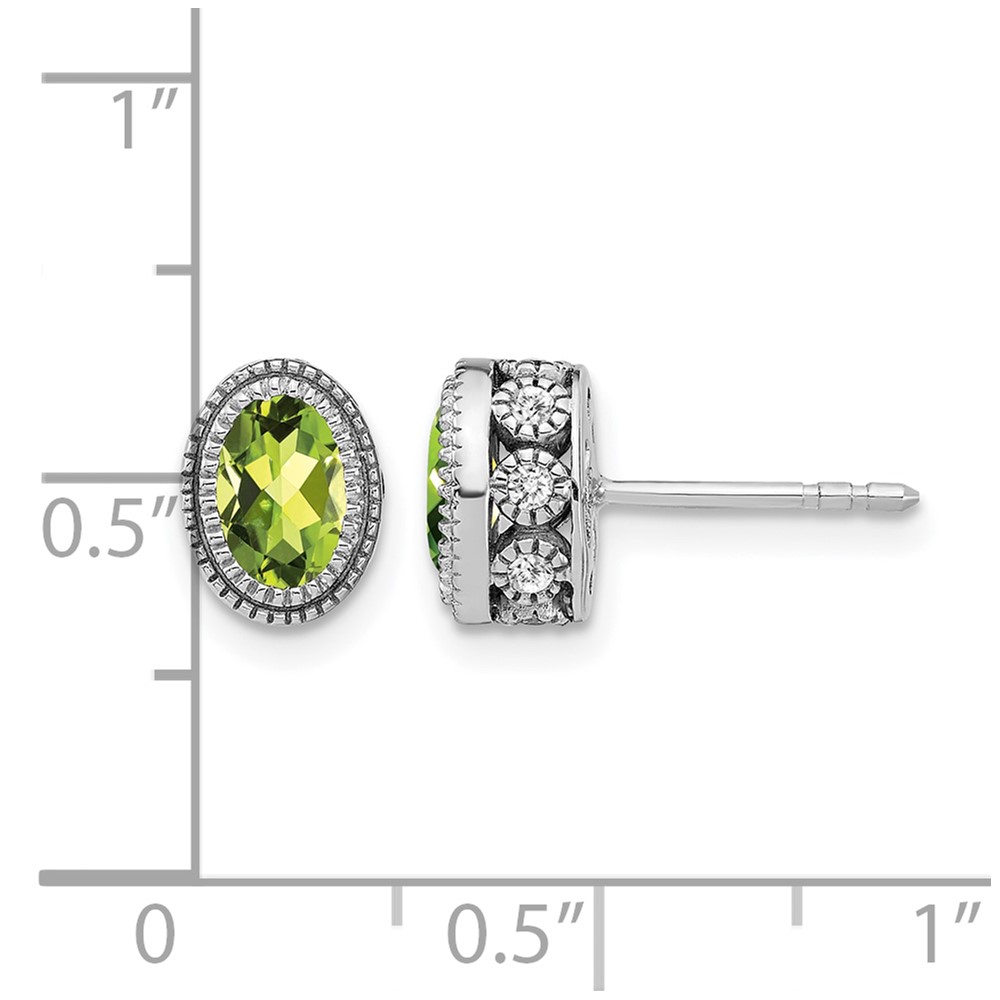 14k White Gold Oval Peridot and Diamond Earrings (EM7093-PE-019-WA)