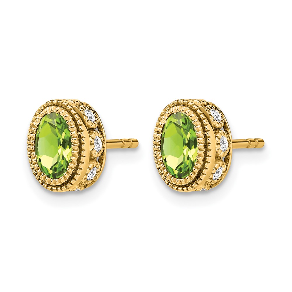 14k Oval Peridot and Diamond Earrings (EM7093-PE-019-YA)