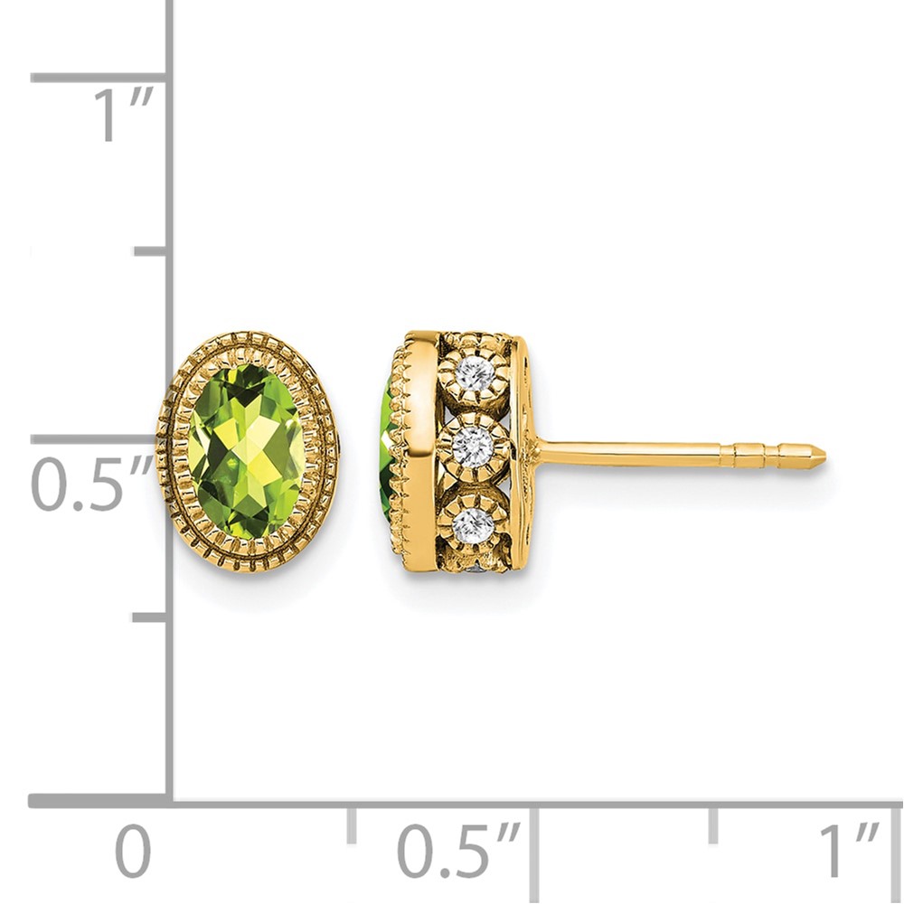 14k Oval Peridot and Diamond Earrings (EM7093-PE-019-YA)