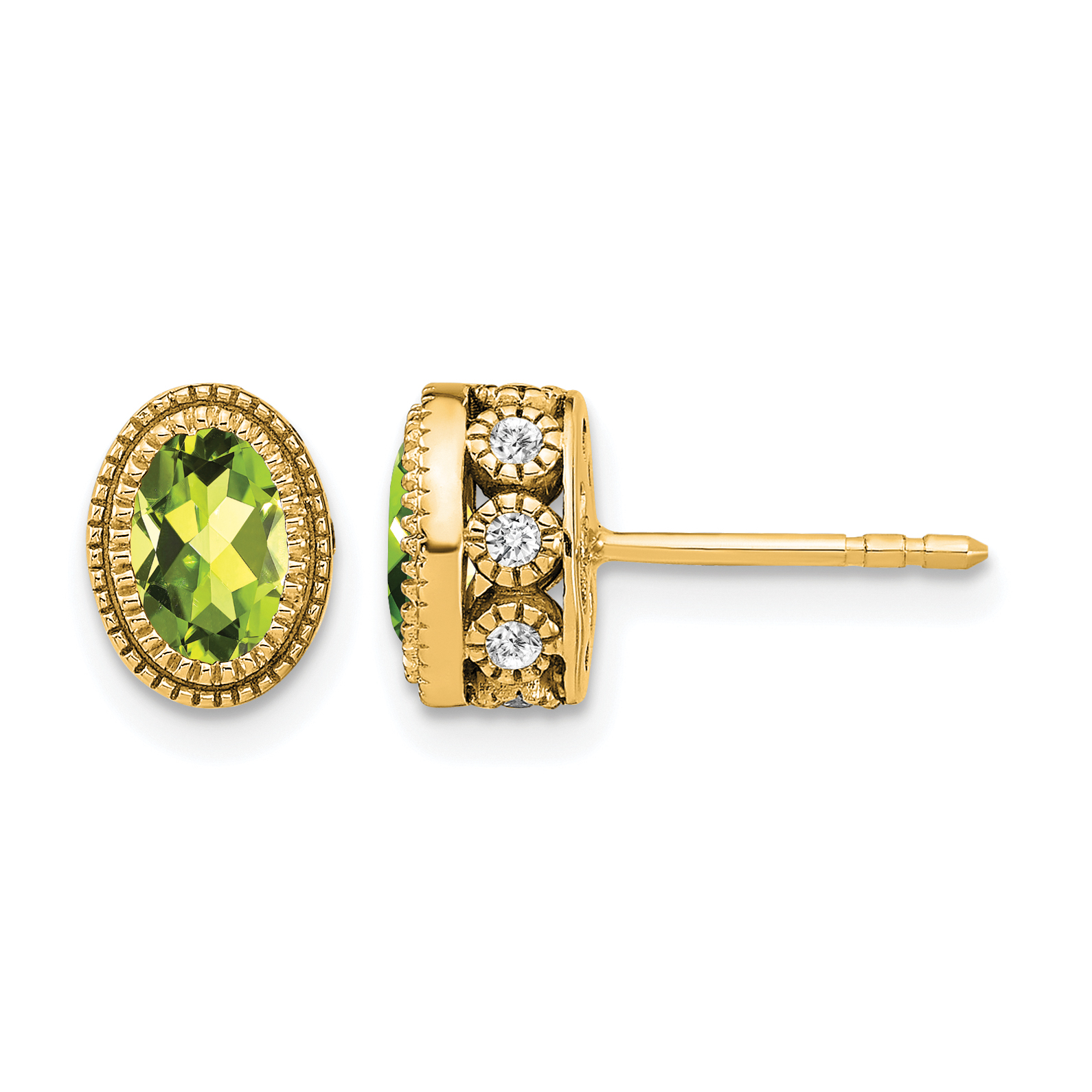 14k Oval Peridot and Diamond Earrings (EM7093-PE-019-YA)