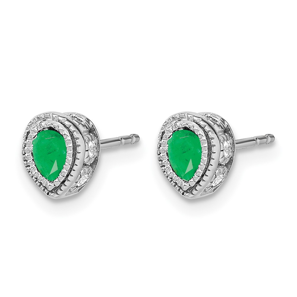 14k White Gold Emerald and Diamond Earrings (EM7094-EM-015-WA)