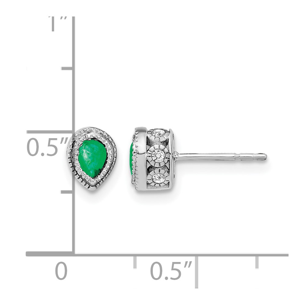 14k White Gold Emerald and Diamond Earrings (EM7094-EM-015-WA)
