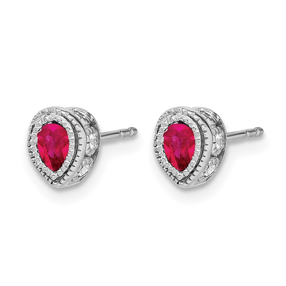 14k White Gold Ruby and Diamond Earrings (EM7094-RU-015-WA)