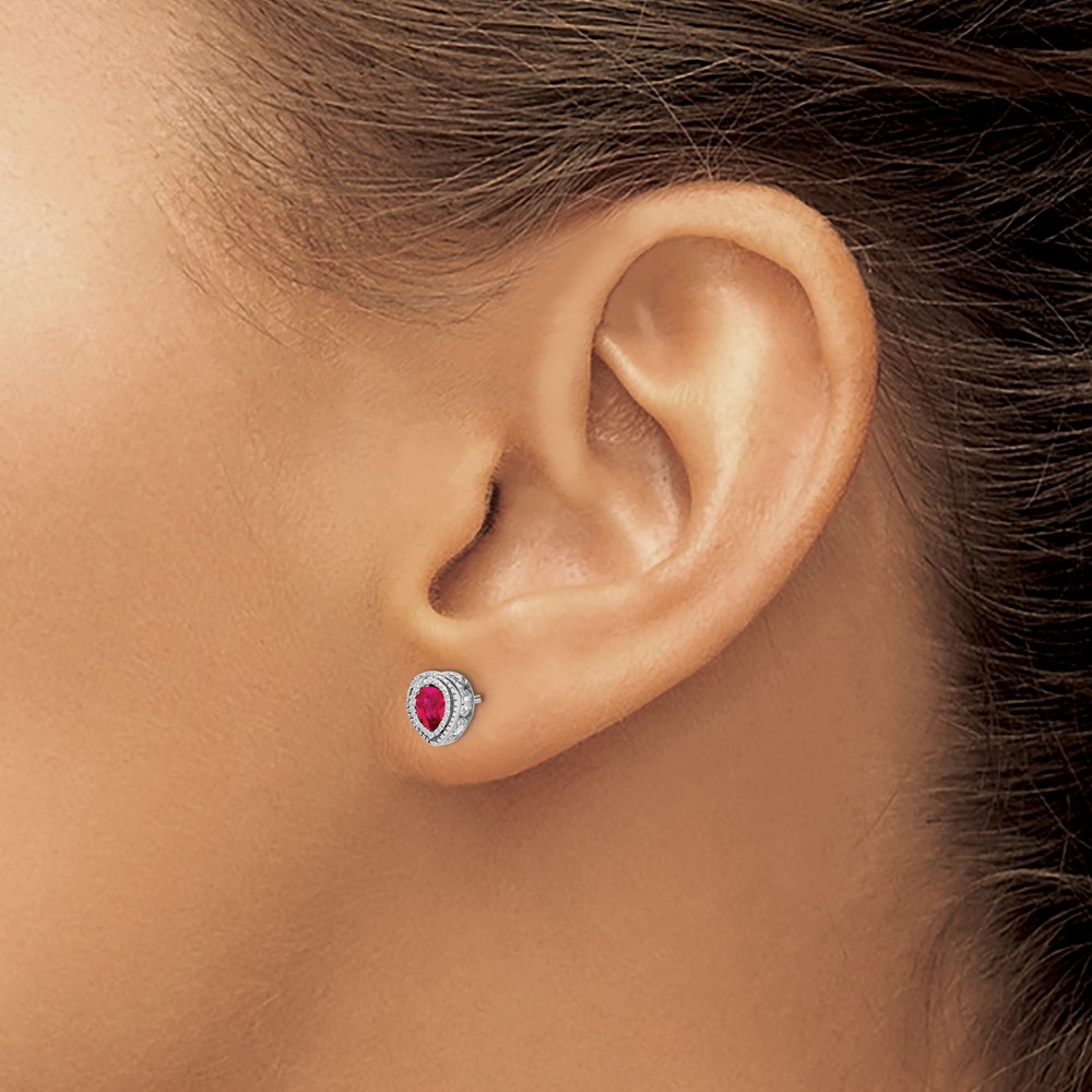 14k White Gold Ruby and Diamond Earrings (EM7094-RU-015-WA)