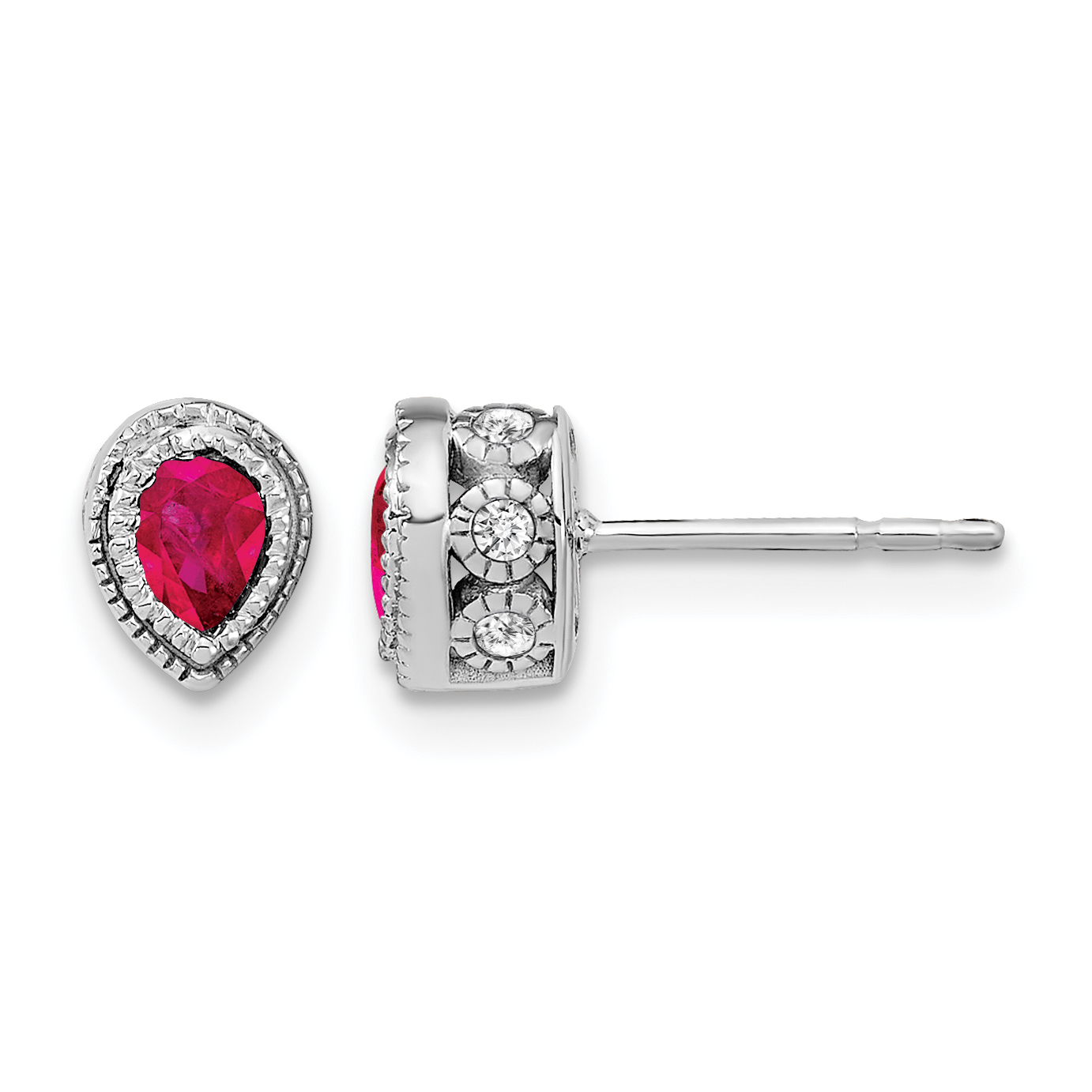14k White Gold Ruby and Diamond Earrings (EM7094-RU-015-WA)