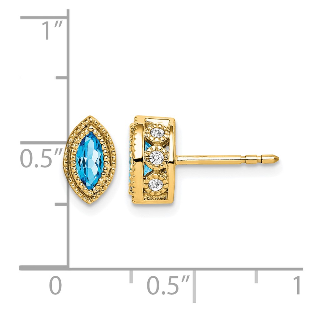 14k Marquise Blue Topaz and Diamond Earrings (EM7095-BT-014-YA)