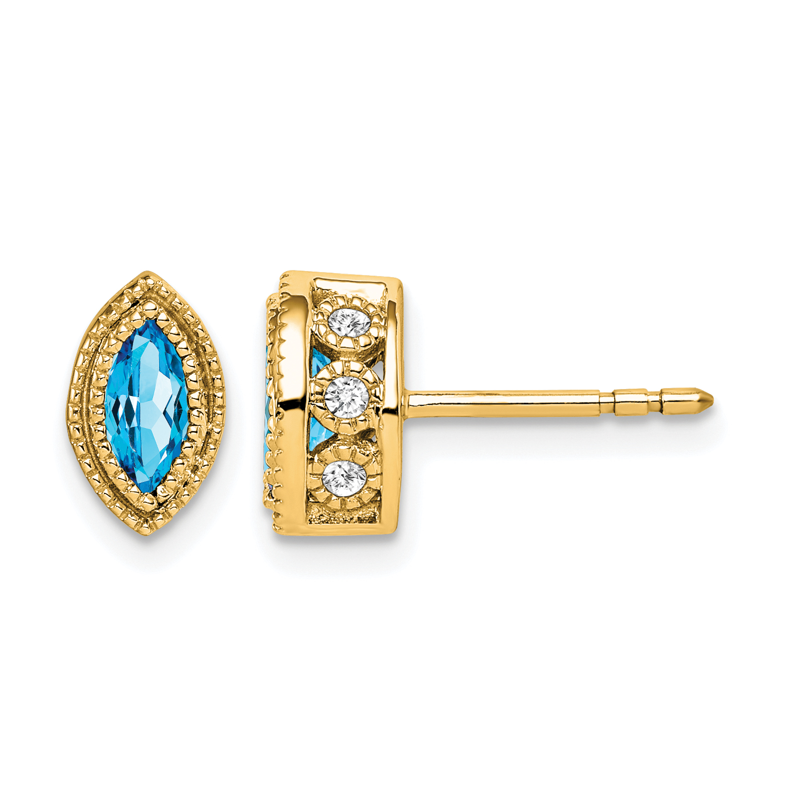 14k Marquise Blue Topaz and Diamond Earrings (EM7095-BT-014-YA)
