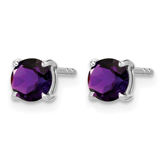 14k White Gold Round Gemstone Earrings