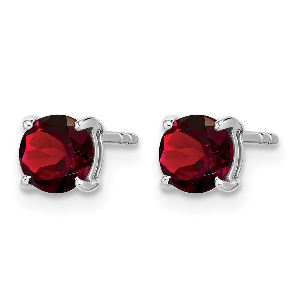 14k White Gold Round Garnet Earrings (EM7097-GA-W)