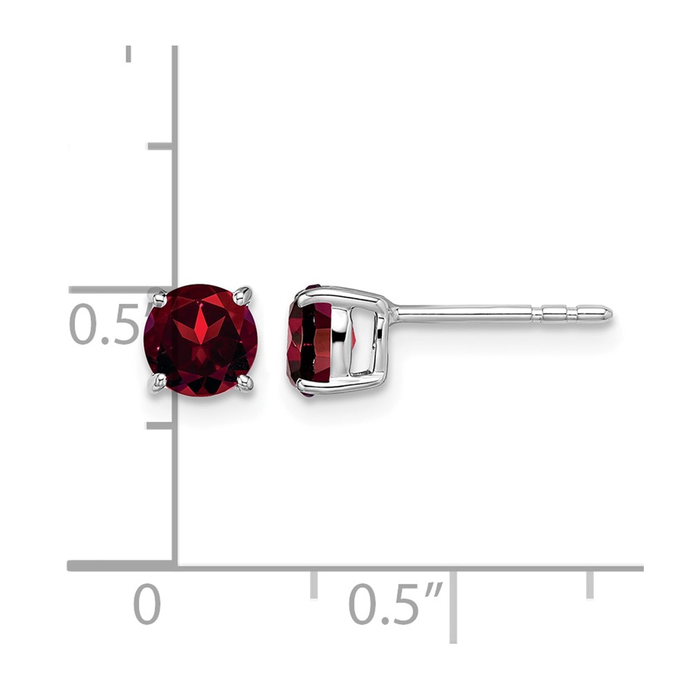 14k White Gold Round Garnet Earrings (EM7097-GA-W)
