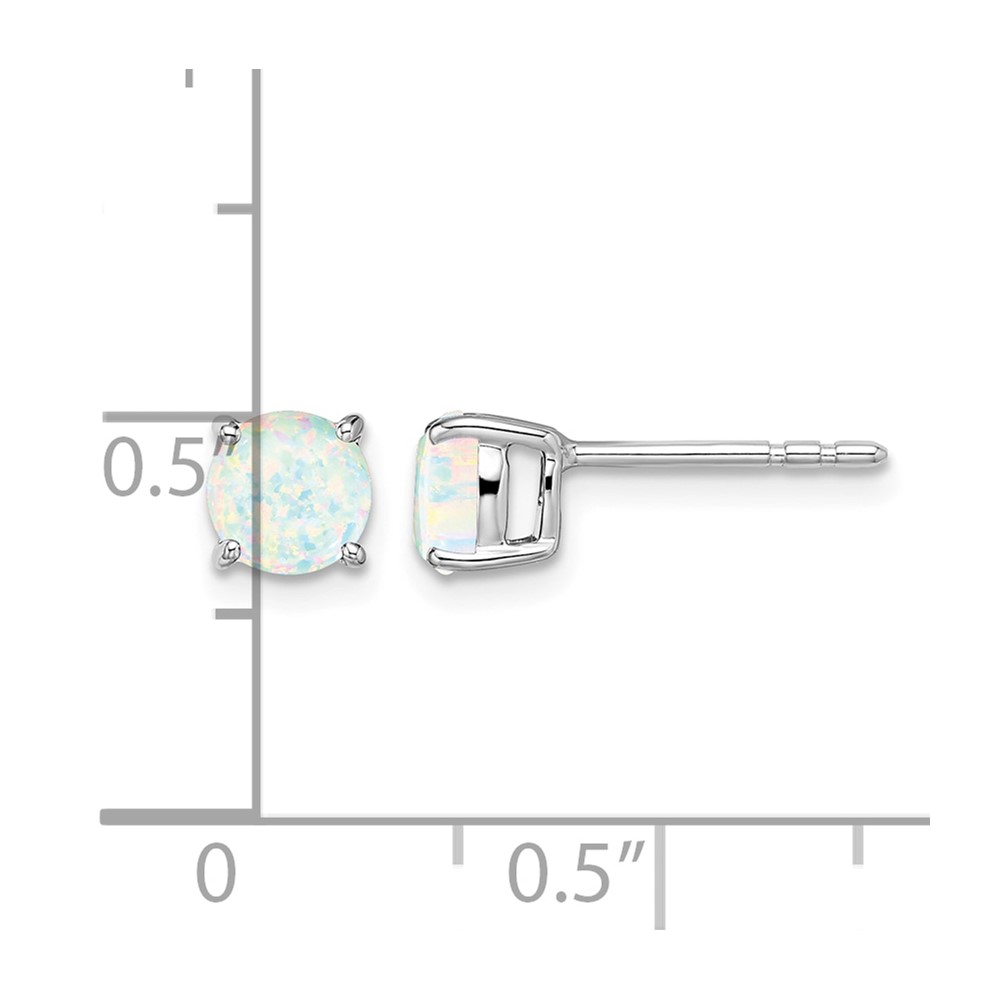 14k White Gold Round Created Opal Earrings (EM7097-OP-W)